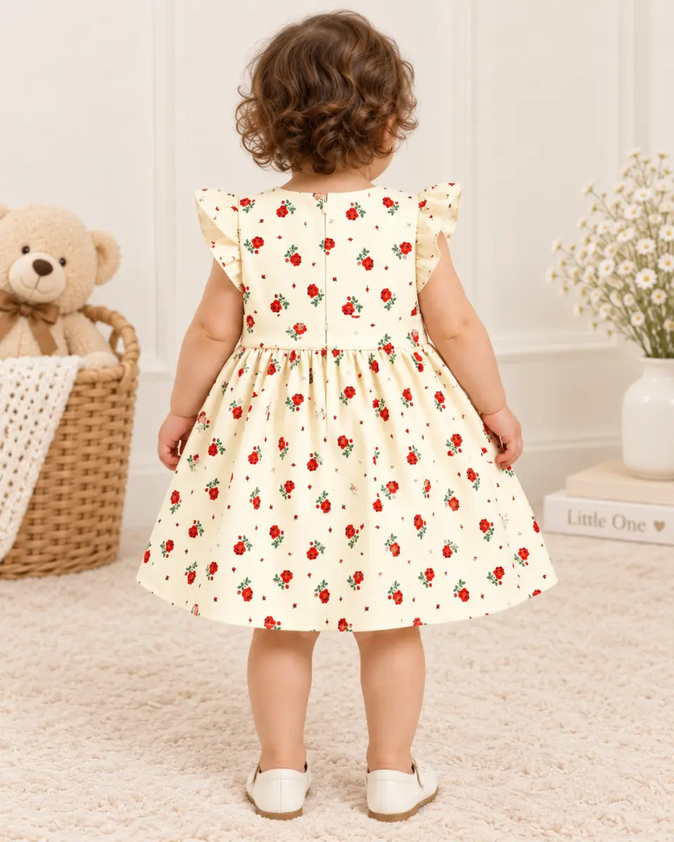 Baby Girls Floral Print Dress – Soft & Elegant Infant Party Dress